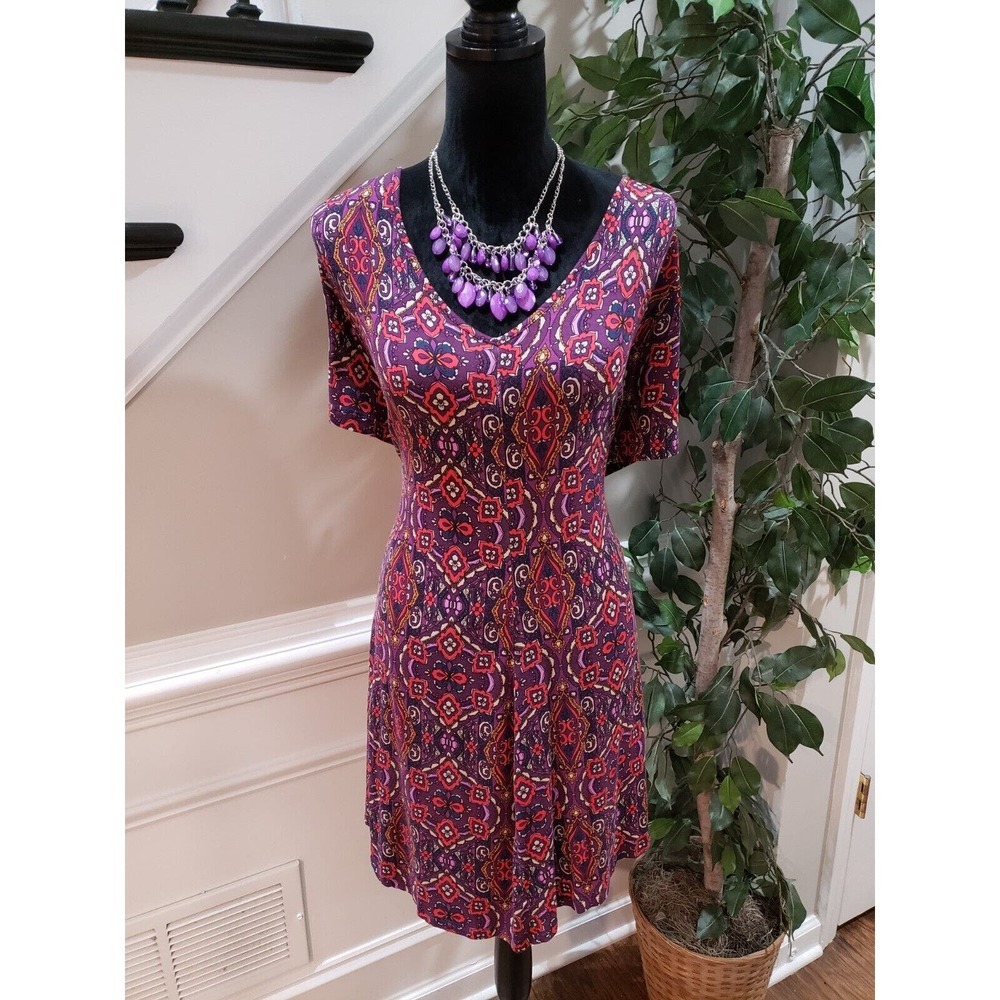 Roaman's Women's Multicolor Floral Rayon V Neck Short Sleeve Top Blouse Size 2X